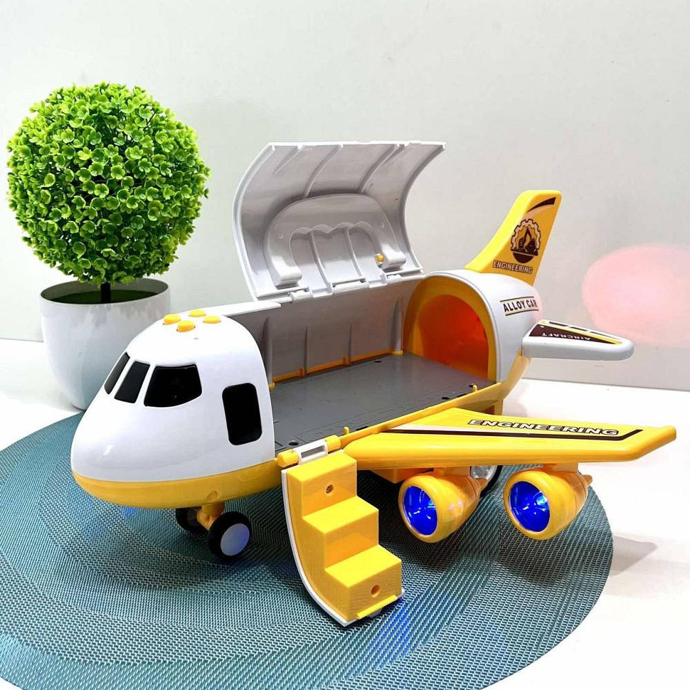 Літак вантажний звук підсвічування парогенератор інерція гумові колеса масштаб 1:64 Жовтий (660 A-311) Чернігів - фото 7