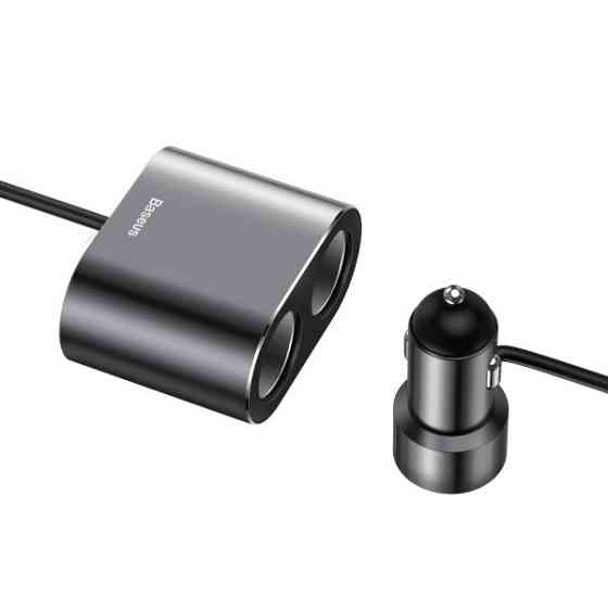 Автомобільний зарядний пристрій Baseus 2 USB 3.1A + 2 Прикурівка 80W CRDYQ-01 (Чорний) Миколаїв
