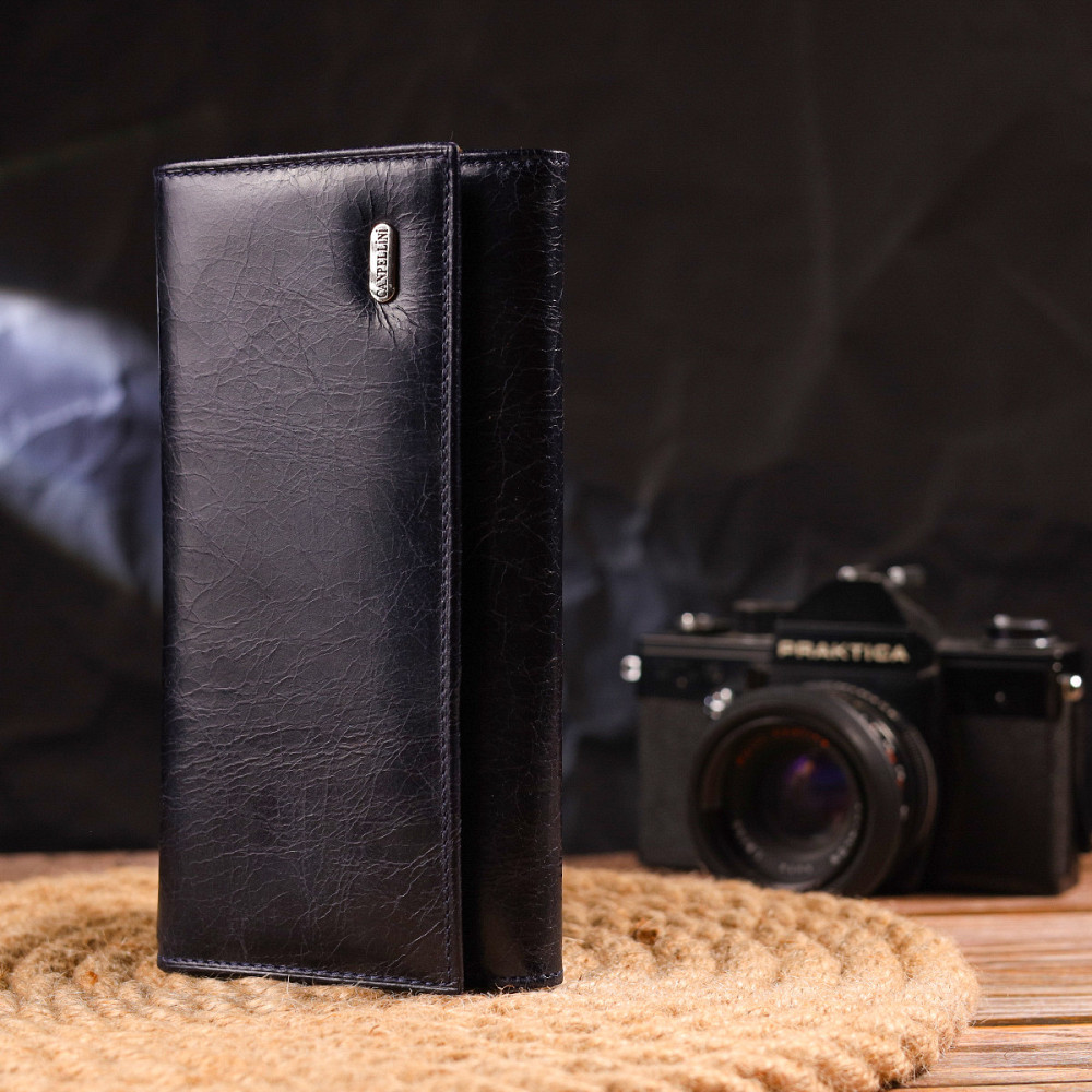 Портмоне для женщин с монетницей из натуральной кожи CANPELLINI 21533 Синее Киев - изображение 8