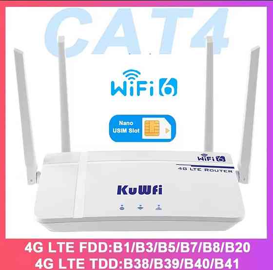 4G WiFi 6 сім карта Роутер маршрутизатор Kuwfi Sim card. Харків