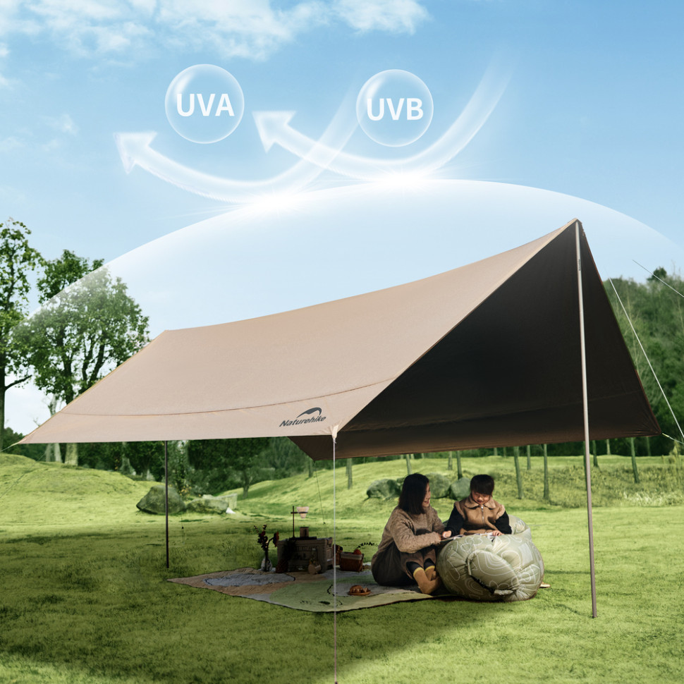 Тент-навес Naturehike CNK2350WS015 Cloud Skies Tarp Lite, 550x465 см, коричневый Киев - изображение 8