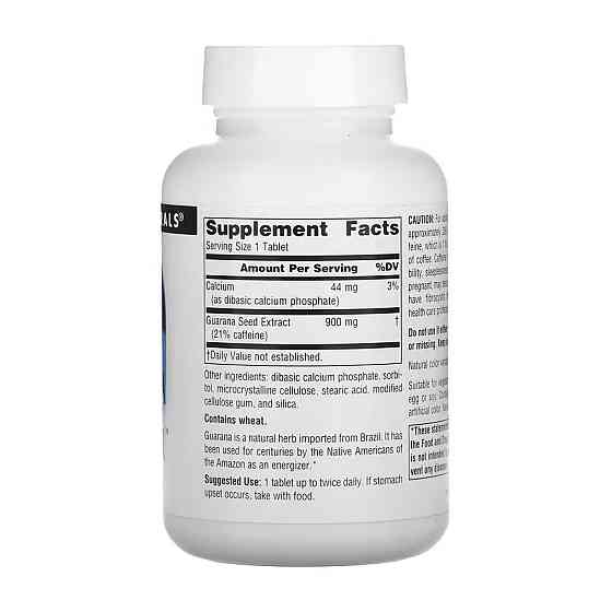 Гуарана энергетик Source Naturals Guarana Energizer 900mg  60 таб Киев