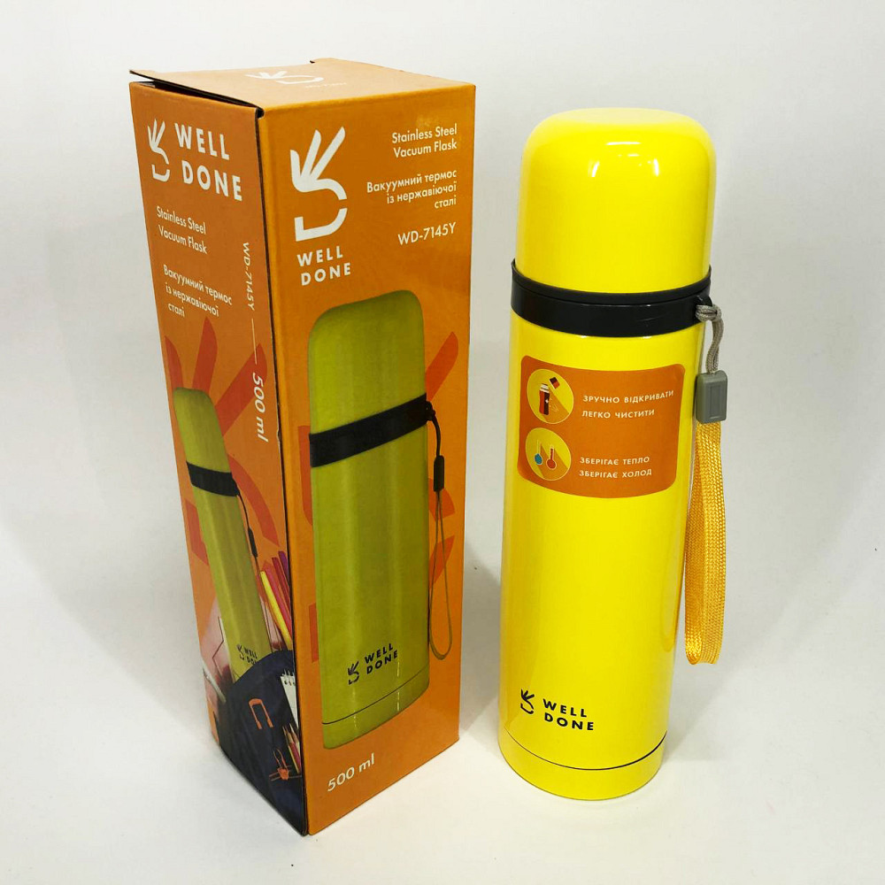 Термос для чаю топ Well Done WD-7145Y 500 мл, Термос з вакуумним утриманням тепла GM-93 Львів - фото 10