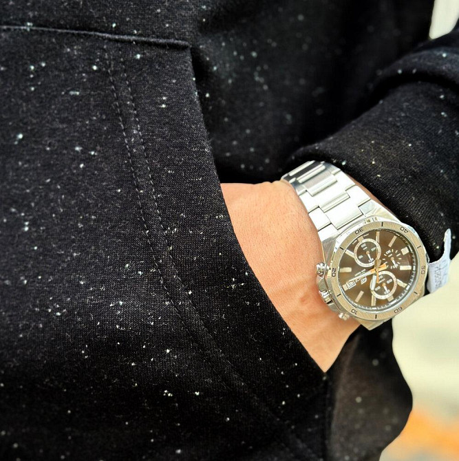 Осіннє чоловіче худі з капюшоном Pobedov 001 (трьохнитка) чорне Київ - фото 2