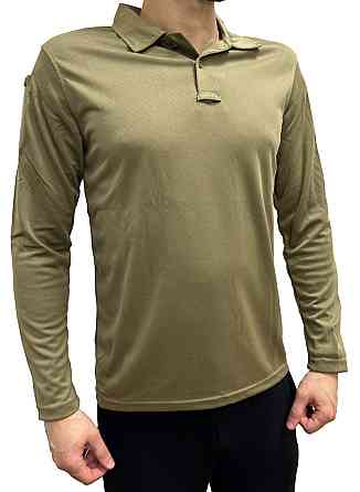 Поло для мужчин с долгим рукавом, тактическая рубашка с липучками на рукавах Бежевый М Каменец-Подольский