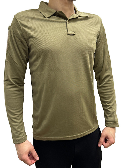Поло для мужчин с долгим рукавом, тактическая рубашка с липучками на рукавах Бежевый М Каменец-Подольский - изображение 2