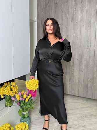 Шелковая женская рубашка свободного фасона со спущенным плечом итальянский шелк Черный, 42/46 Одесса