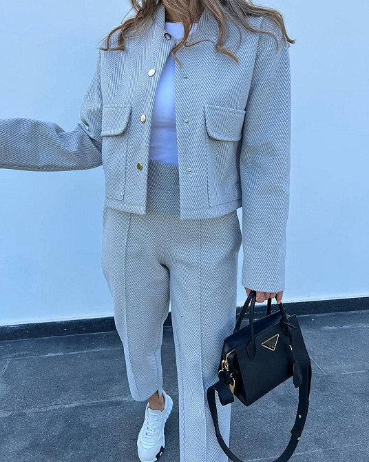 Женский базовый костюм двойка: бомбер и штаны кашемир трикотаж «Елочка» Одесса - изображение 3