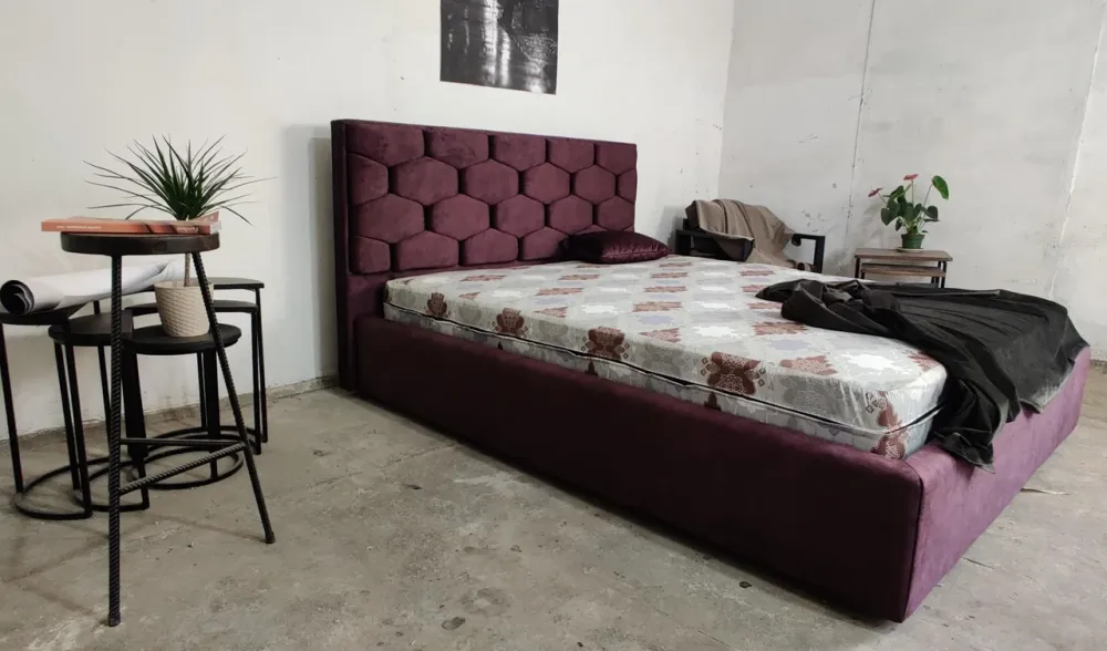 Ліжко BNB Двоспальне Octavius Comfort 180 x 200 см Simple З підйомним механізмом та нішою для білизни Фіолетовий Київ - фото 3