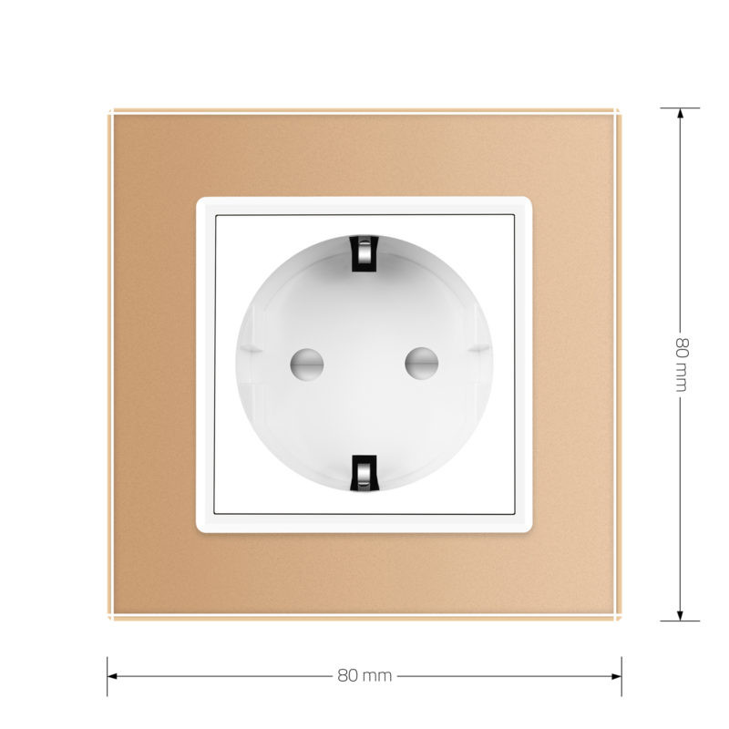 LIVOLO Електрична розетка з заземленням LIVOLO, біла з золотою рамкою, шторки, скло, 250В 16А ( Коломия - фото 9