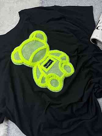 Жіноча подовжена футболка оверсайз з ведмедиком кулір Жовтий Одеса