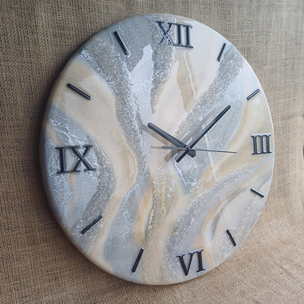 Годинник настінний 50 см з епоксидної смоли ручної роботи Дніпро - фото 2