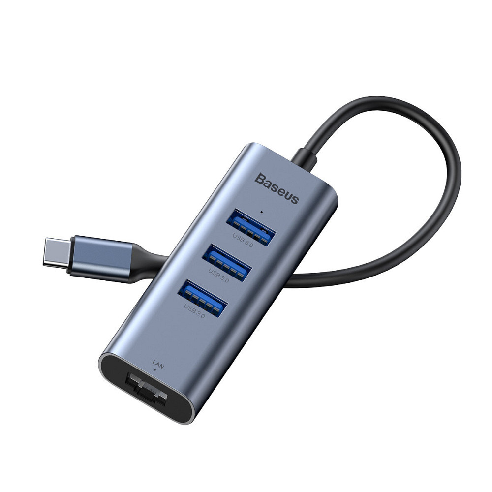 USB-Hub Baseus Enjoy series Type-C to USB3.0*3+RJ45 port HUB adapter Grey Киев - изображение 1