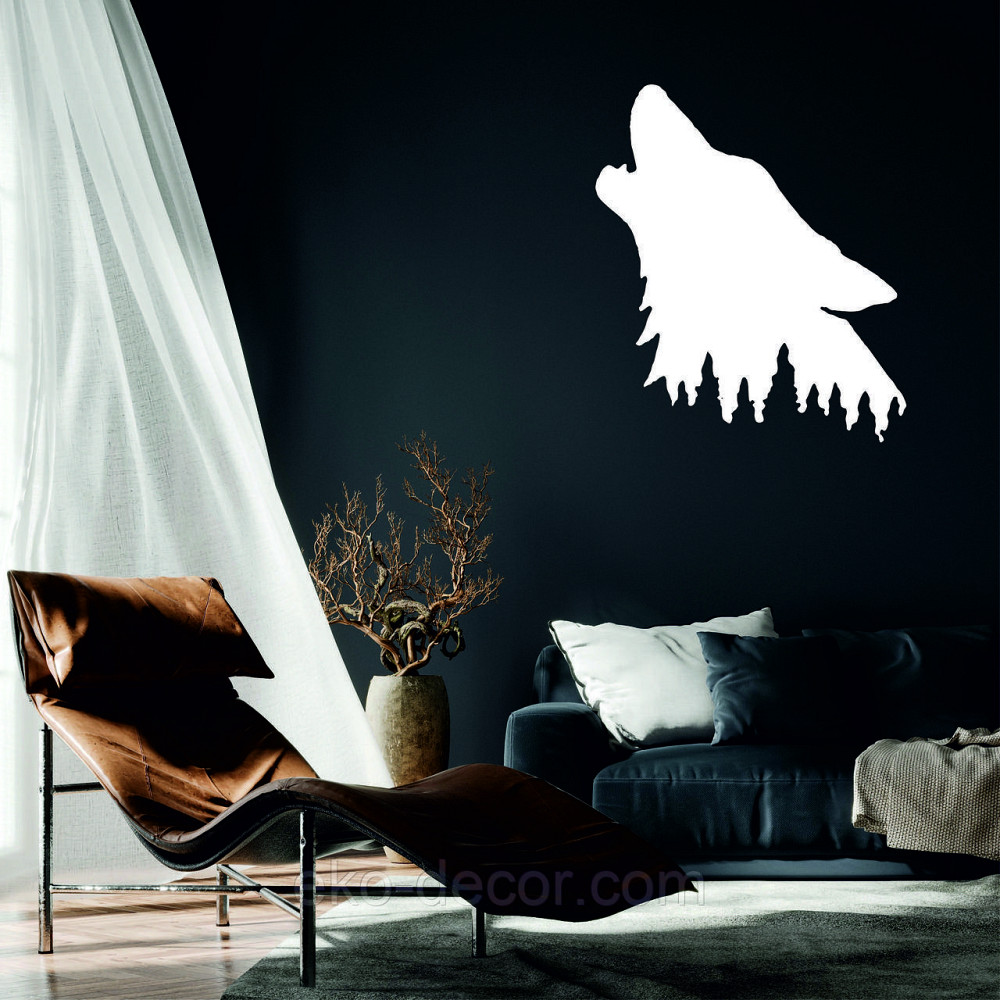 Декоративное настенное Панно «Волк», Декор на стену 50*43 см, Белый Киев - изображение 1