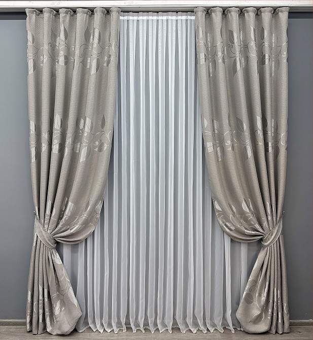 Комплект готових штор VR-Textil Льон Рогожка № 1688ш Світло-сірий 150х270 см 2 шт (33-0591) Київ - фото 2