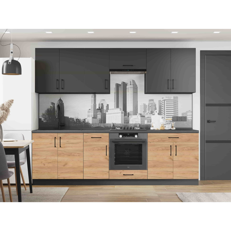 Кухня модульна Эверест Оптима набор №6 Антрацит+Дуб крафт золотой 2,6 м (без столешницы) (DTM-5715) Львов - изображение 1