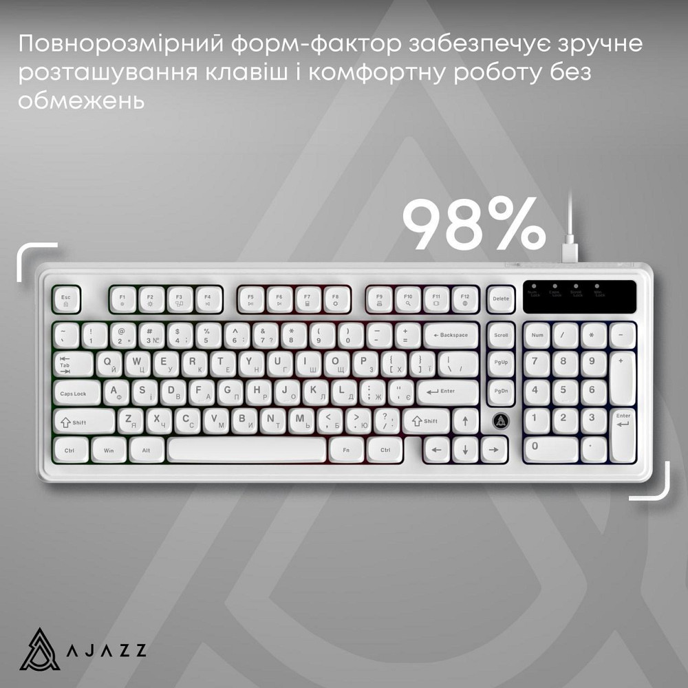 Клавіатура Ajazz AF98 Black USB-C White (AF98-W) ( 24942 ) Харьков - изображение 8