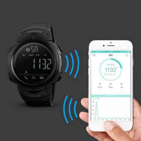 Спортивний смарт годинник Skmei 1301 Шагомер Bluetooth удароміцні Чорні Вінниця