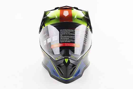 Шолом кросовий/ендуро/АТV зі склом BLD-819-7 L (59-60см), ЧОРНИЙ/ЖОВТО-ПОМАРАНЧЕВИЙ Киев