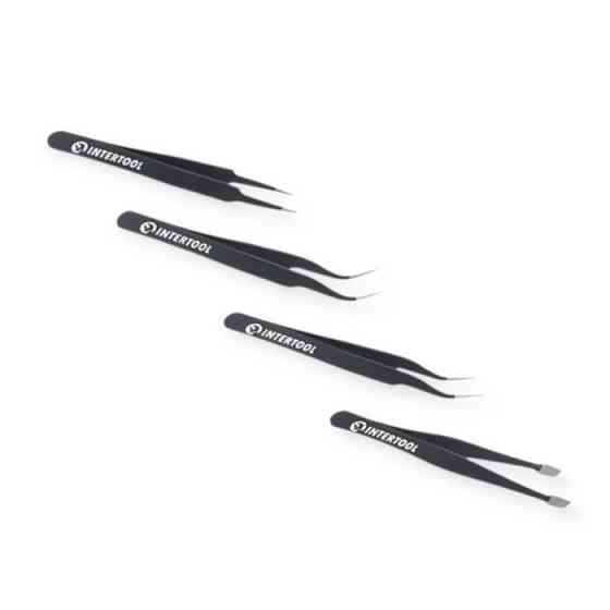 Набор пинцетов из нержавеющей стали 4шт, антистатичные, тефлон. покрытие Мукачево