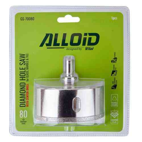 Свердло корончате алмазне по склу та кераміці 80мм з центрувальним свердлом Alloid Одеса
