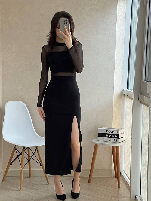 Женское элегантное вечернее платье крепдайвинг + сетка 44/46 Одесса - изображение 2