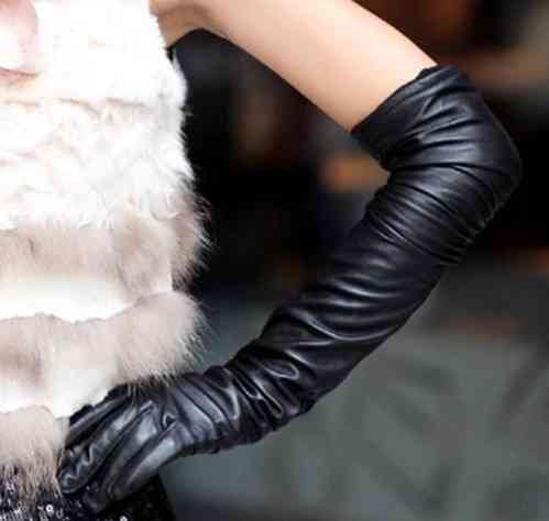 Рукавички високі жіночі із екошкіри чорний L Київ
