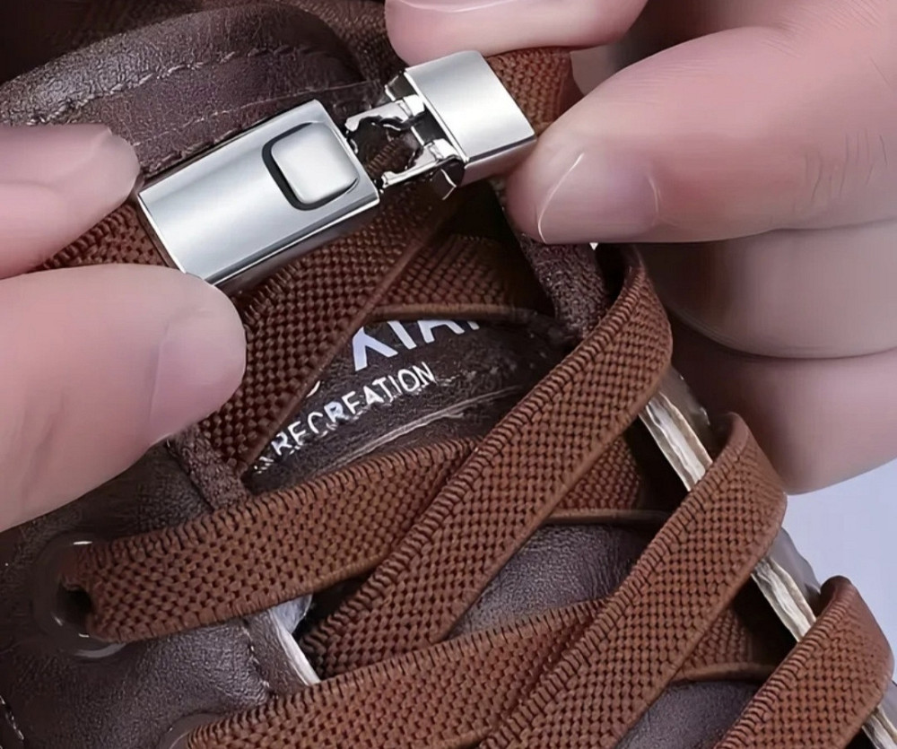 Еластичні шнурки без зав'язок з металевими застібками Темно-коричневий Сміла - фото 2