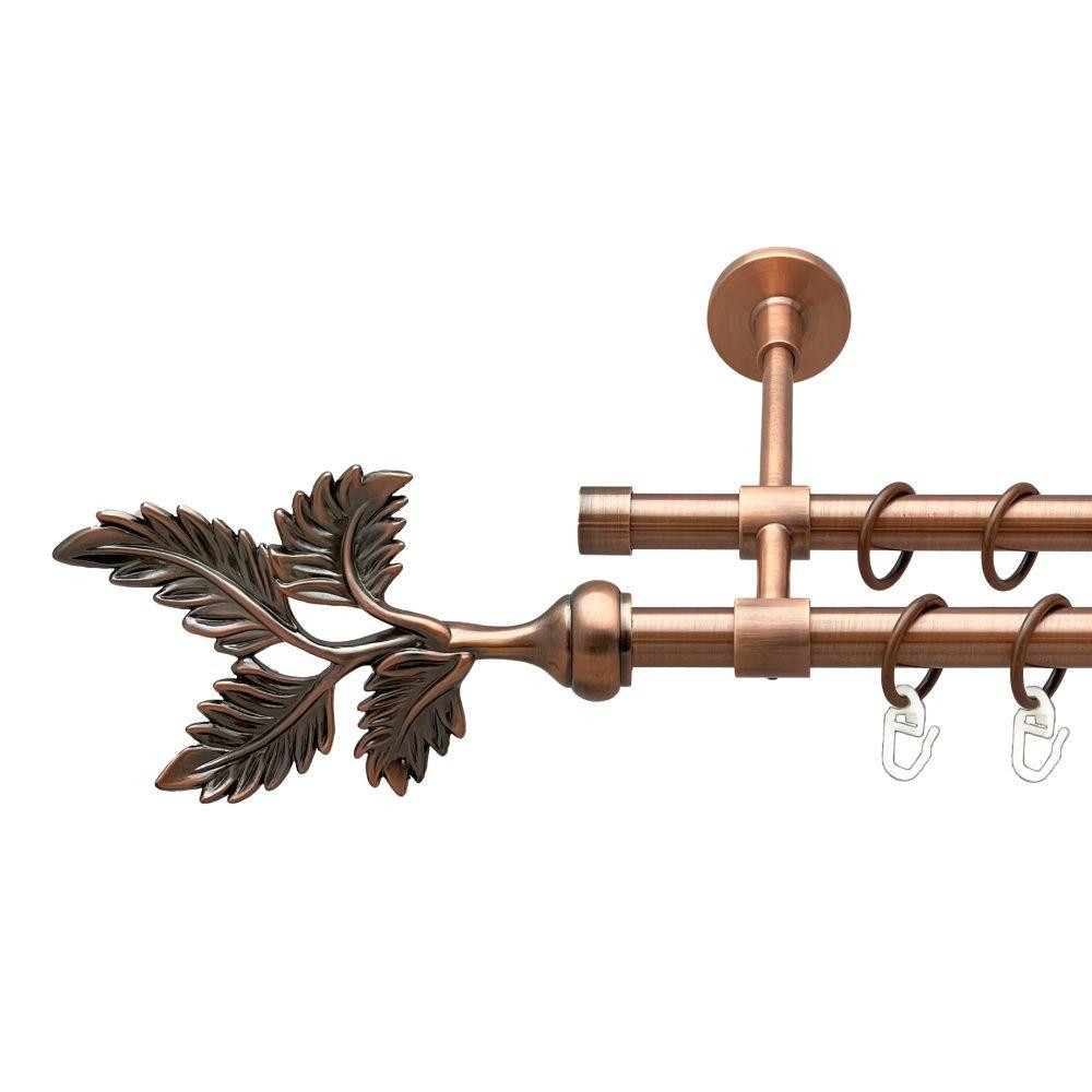 Карниз Orvit Папороть металевий дворядний закритий гладка труба кільце металеве Мідь 16\16 мм 200 см (00-00019939) Львів - фото 1