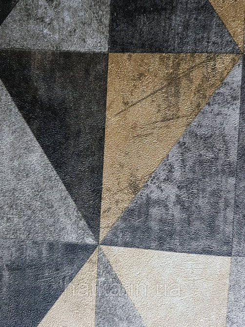 Шпалери флізелінові Decoprint Essentials EE22566 геометричні фігури 3д трикутники золотисті сірі чорні Київ - фото 4