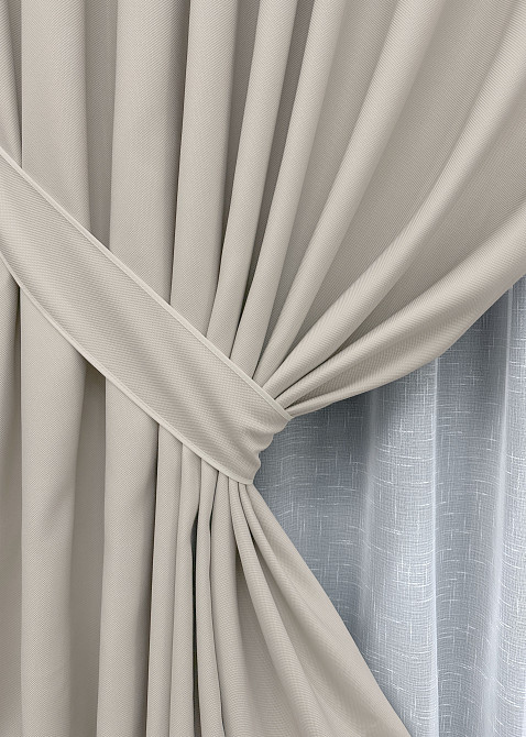 Комплект штор VR-Textil рогожка преміум TERRA LUXE 200х270 2шт і Тюль 500х270 1859ш-115т попелястий з білим 71-077/6 Київ - фото 4