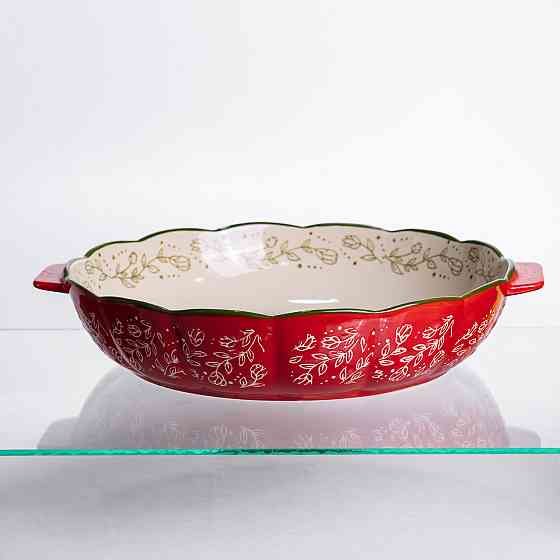 Форма для запікання Vintage Ø30 (см) кругла форма для випікання в духовці з ручками Червона HM04-08 Київ