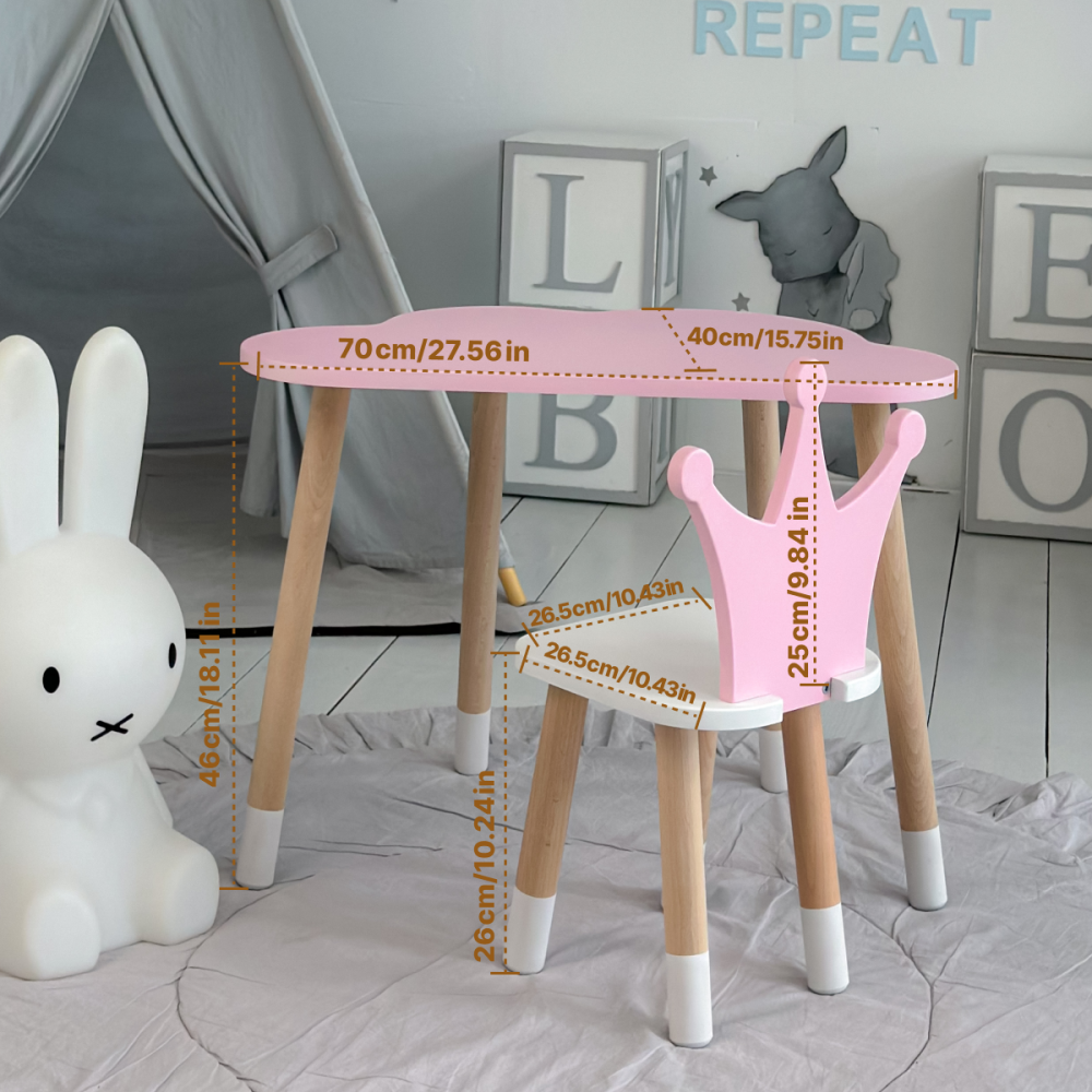 Дитячий столик і стілець "Хмаринка" рожеві з білим Київ - фото 1