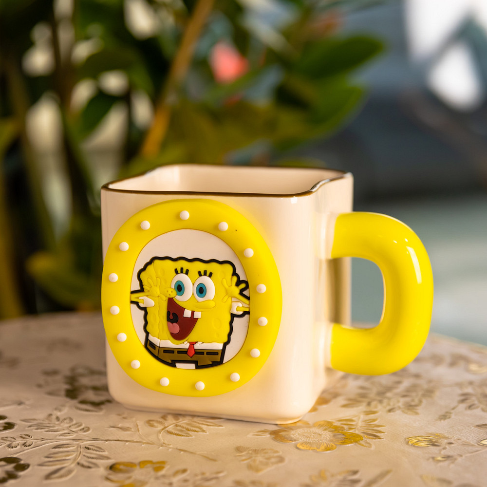 Порцелянова чашка "Губка Боб" з магнітним декором 500 мл, Кружка дитяча чашка із порцеляни на подарунок FM-12Y Коломия - фото 1