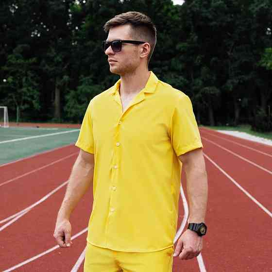 Мужская рубашка c коротким рукавом желтая Pobedov Dejavu Киев