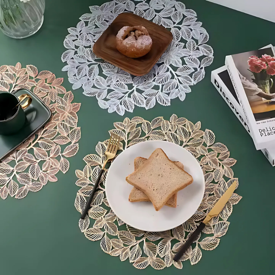 Сервірувальна серветка під гаряче кругла, килимок сервірувальний сріблястий набір 2 шт Кам'янець-Подільський