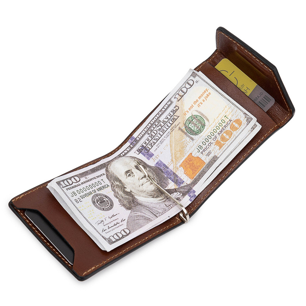 Чоловічий місткий затиск для грошей GRANDE PELLE 11522 Коричневий Київ - фото 5