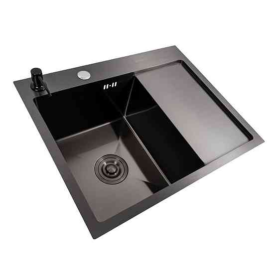 VALESO Кухонна мийка CM 58*48 L чорна PVD VALESO Handmade (круглий сифон 3,0/0,8) Киев