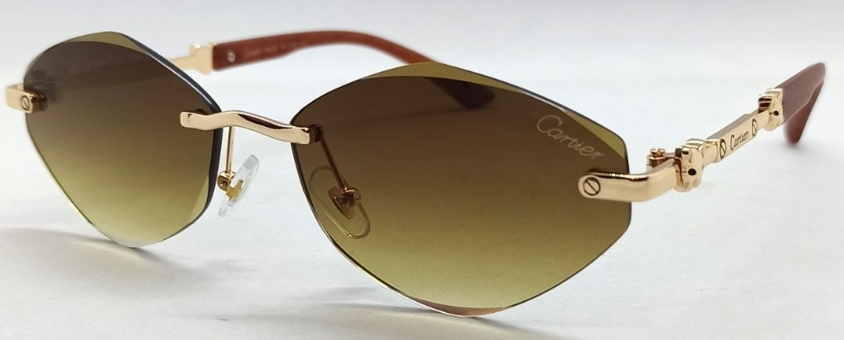 Брендовые женские очки линзы коричнево зеленые в золотом металле ромбы. Киев - изображение 7