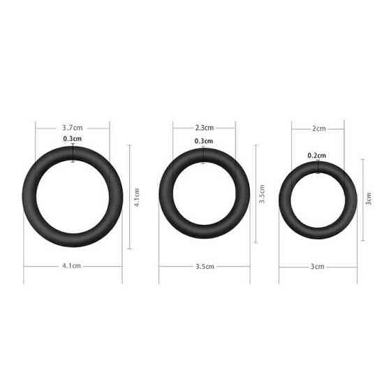 Набор эрекционных колец (3 шт) - Гладкие - Черный Винница