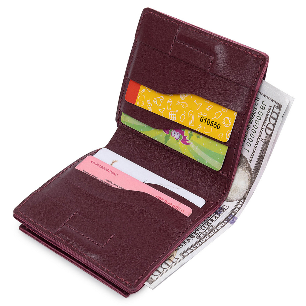 Кожаное женское портмоне GRANDE PELLE 11518 Бордовый Киев - изображение 3