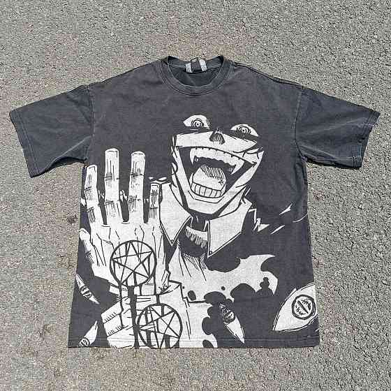 Футболка чоловіча з принтом аніме Аніме Хеллсінг Ултімате Аніме оверсайз (S/M/L) Черний Дніпро