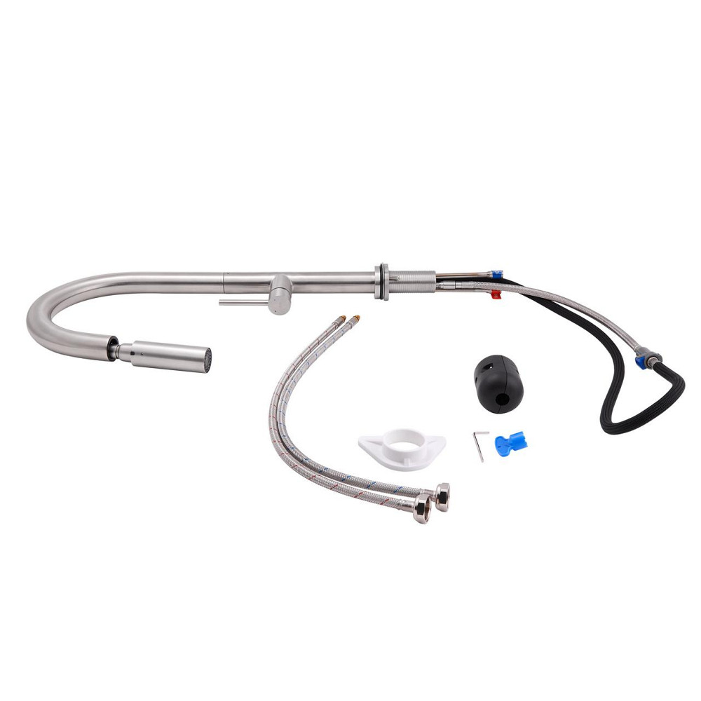 Смеситель для кухни Qtap Lenicka с выдвижным изливом QTLEN9138103UN Brushed Nickel PVD Киев - изображение 14