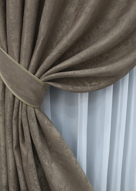 Комплект готових штор VR-Textil Жакард Sultan XO № 1486ш какао 150х275 см 2 шт (33-0390) Київ - фото 5