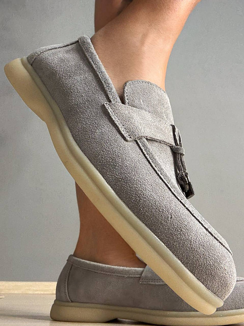 Туфлі жіночі Hengji 336-2 замшеві лофери з фурнітурою сірі, 37, 24 см Київ - фото 15