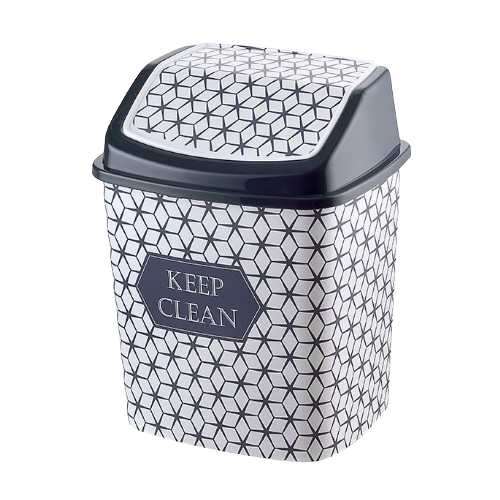 Відро для сміття 8л пластик чорно-білий з малюнком Keep Clean ELIF Житомир
