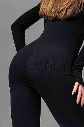 Утеплений комбінезон в рубчик чорного кольору TotalFit TF58-TTR10 Киев