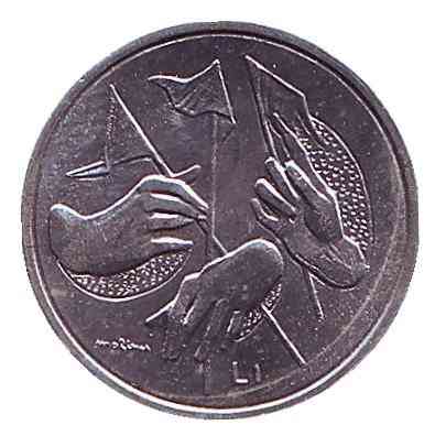Монета 1 ліра. 1976 рік, Сан-Марино. UNC Полтава