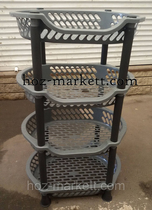 Полиця етажерка пластикова для ванної та кухні (сіра) Харків - фото 2