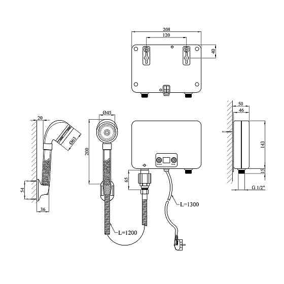 Проточний водонагрівач для душу Kroner KRM Volt - CW200WMDS з дисплеєм Київ
